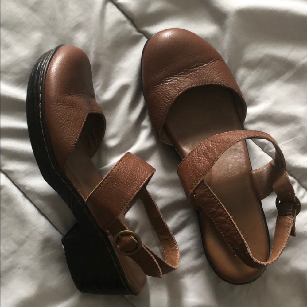 Brown clogs
